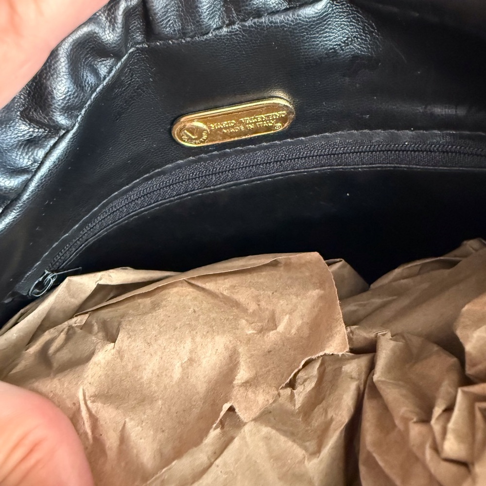 Valentino Embossed Black Leather Shoulder Crossbody - Picture 6 of 7